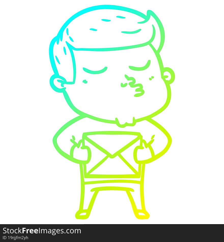 cold gradient line drawing cartoon model guy pouting