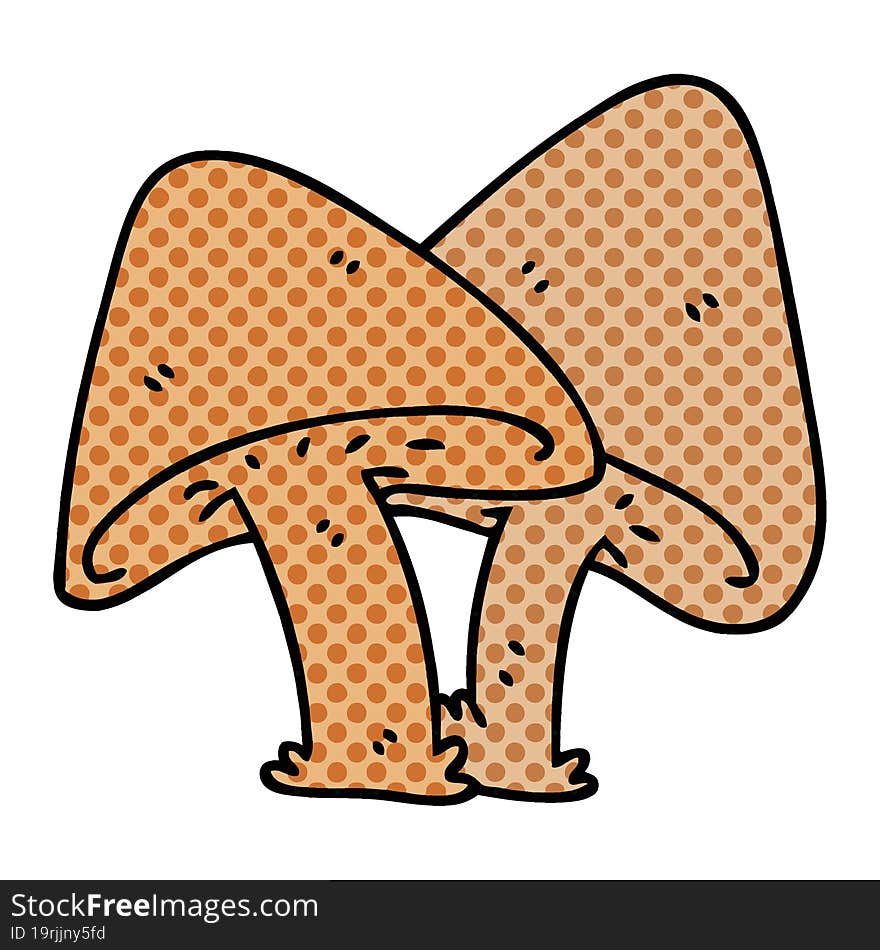 quirky comic book style cartoon mushrooms