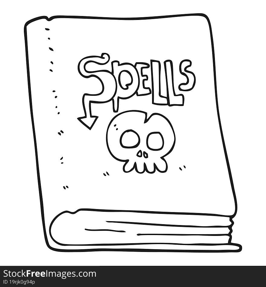 black and white cartoon spell book