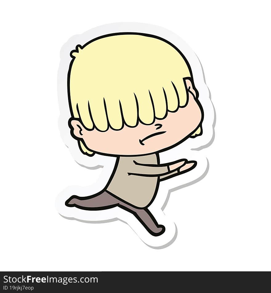 sticker of a cartoon boy with untidy hair