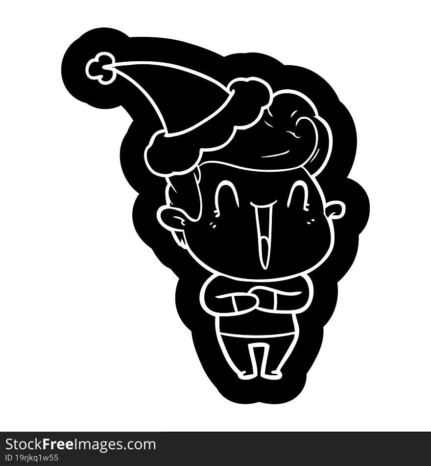 excited man cartoon icon of a wearing santa hat