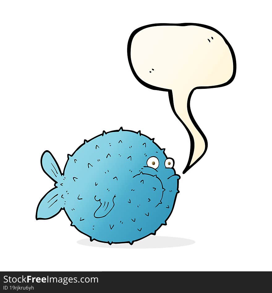 Cartoon Puffer Fish With Speech Bubble