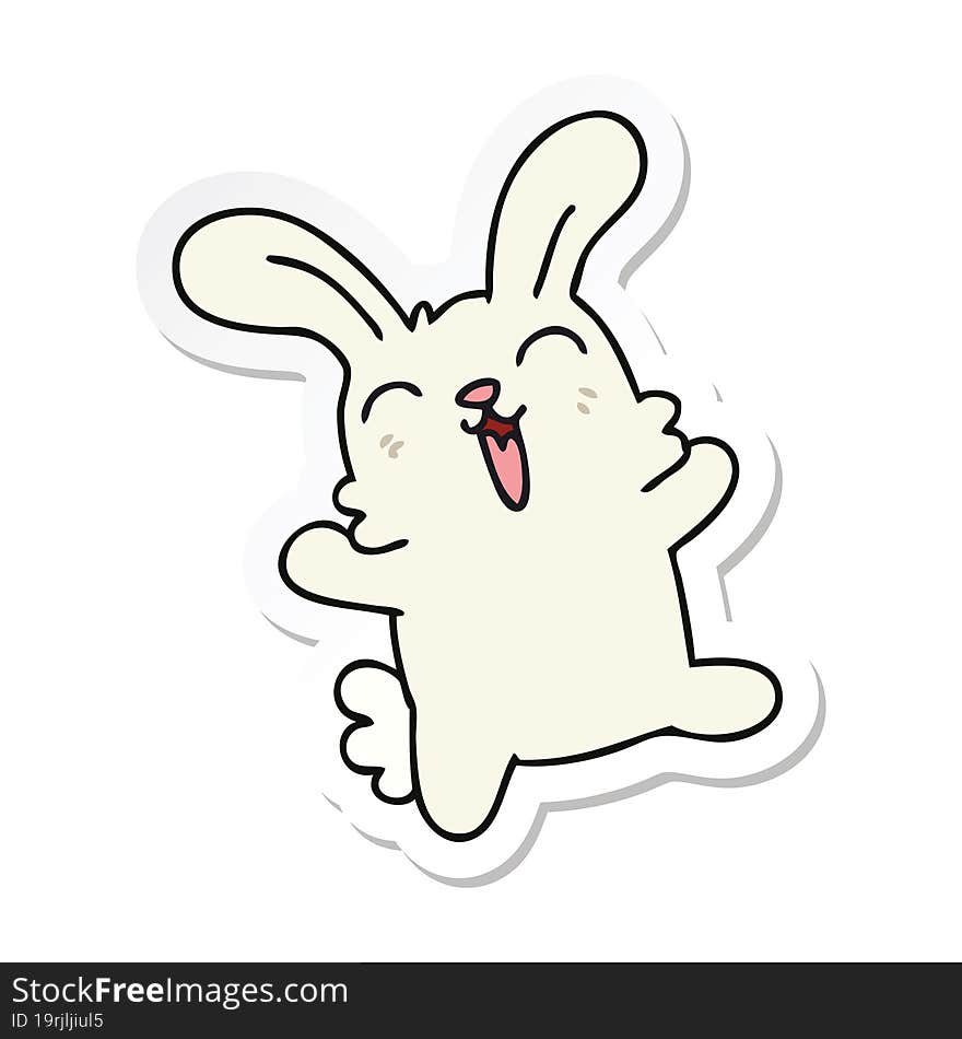 sticker of a quirky hand drawn cartoon rabbit