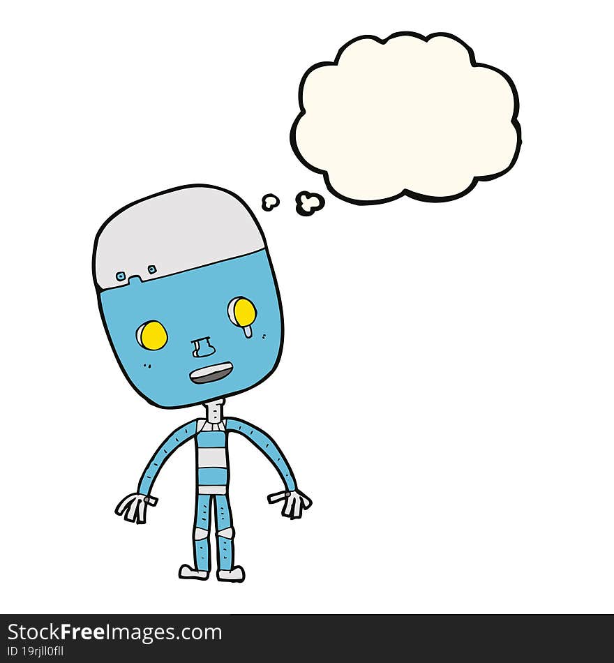 Cartoon Sad Robot With Thought Bubble