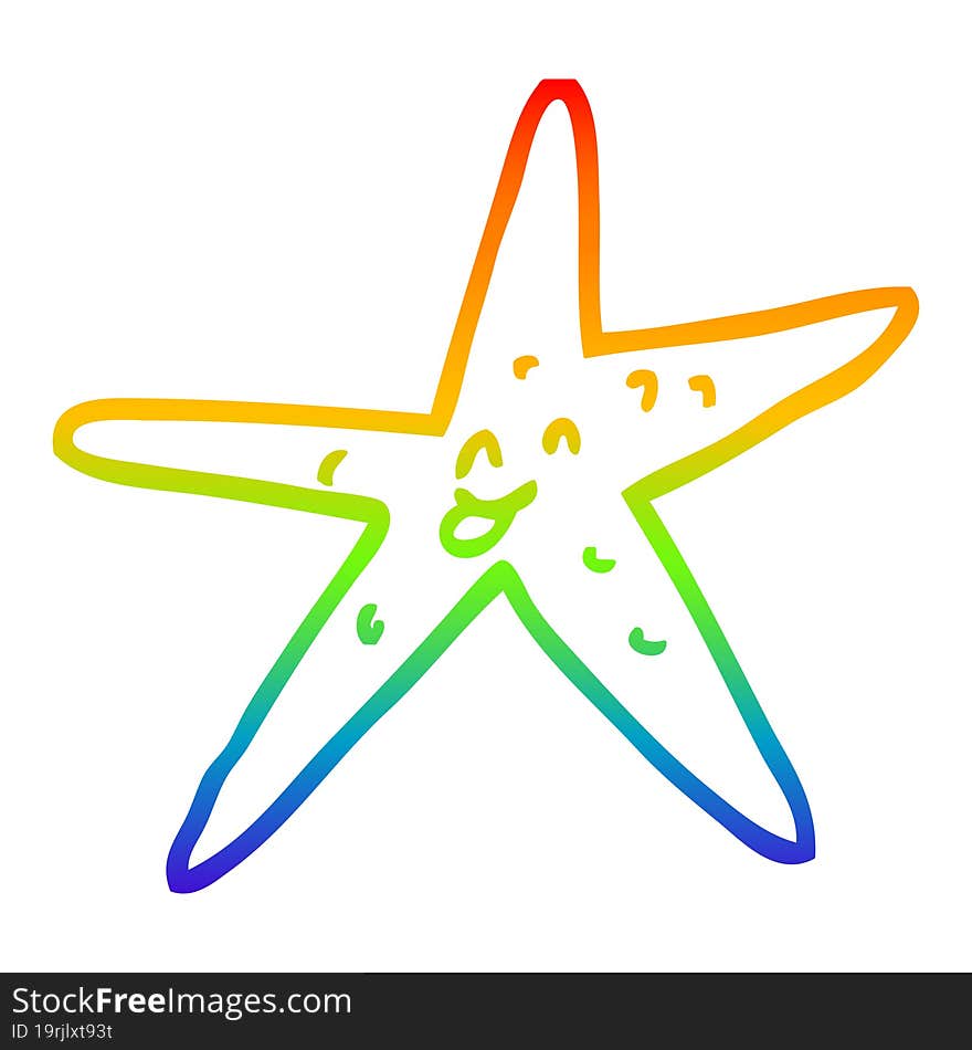 rainbow gradient line drawing cartoon star fish