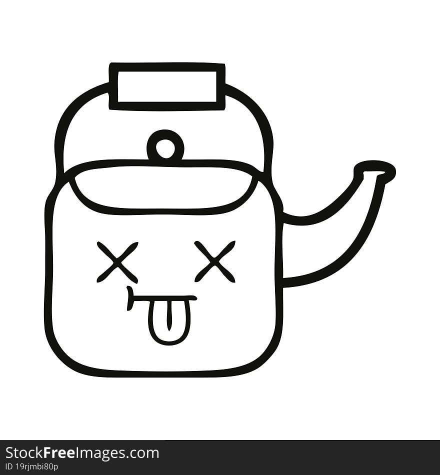 Line Drawing Cartoon Kettle