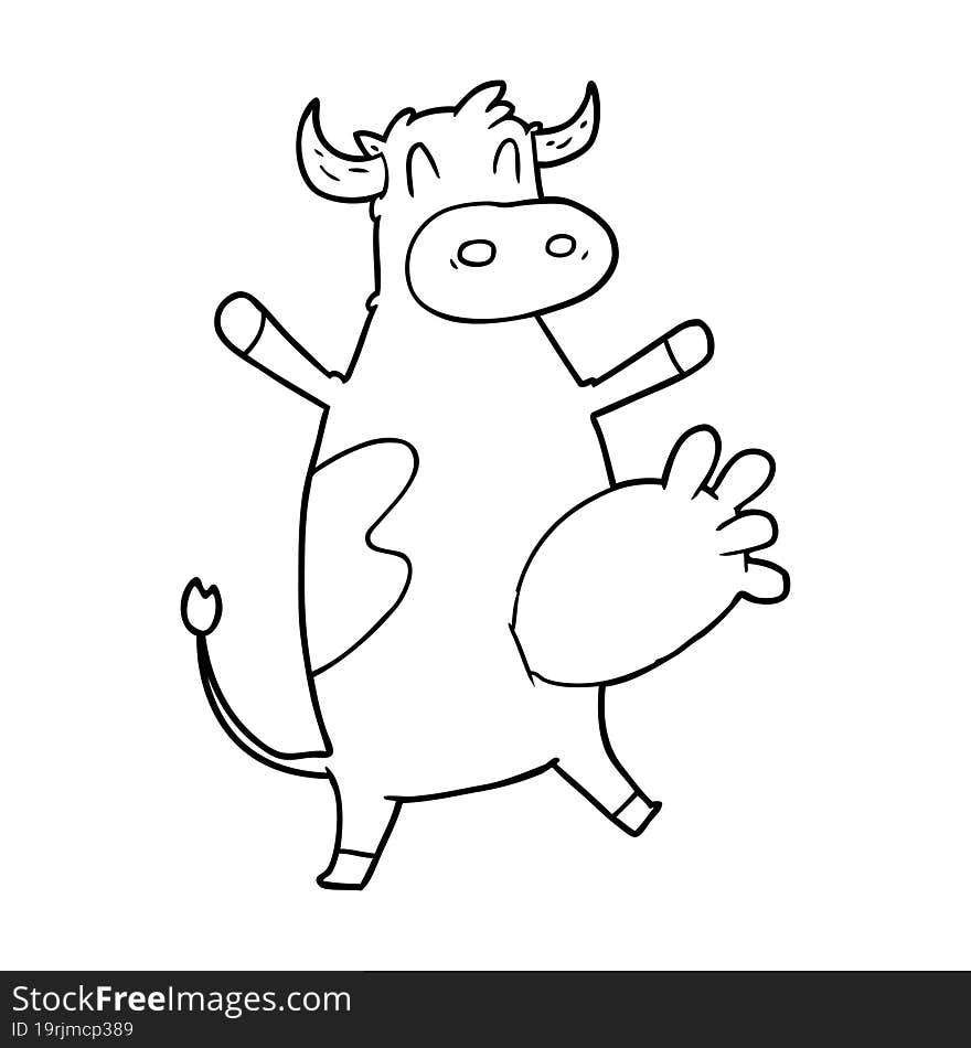 cartoon cow swinging udder. cartoon cow swinging udder