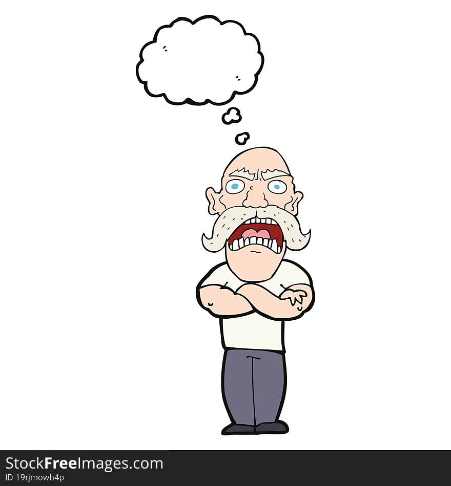 Cartoon Angry Man With Thought Bubble