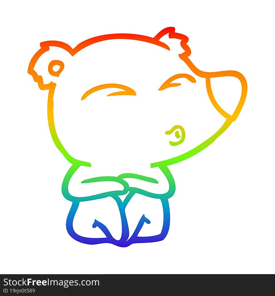 rainbow gradient line drawing cartoon whistling bear