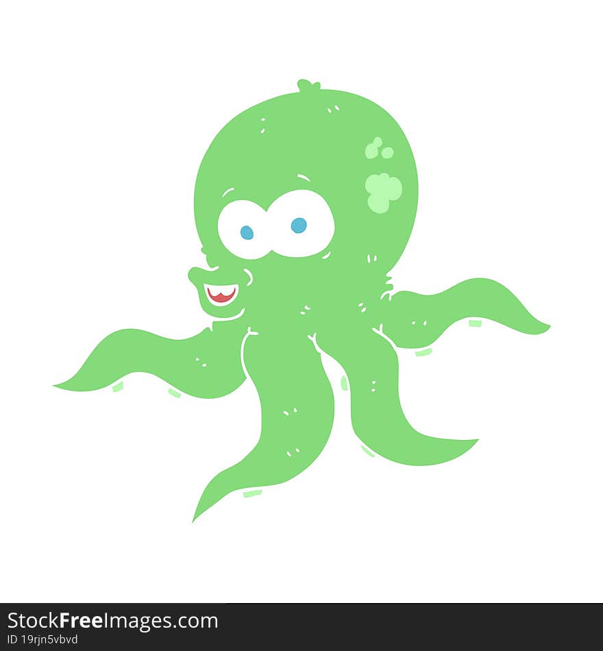 flat color illustration of a cartoon octopus