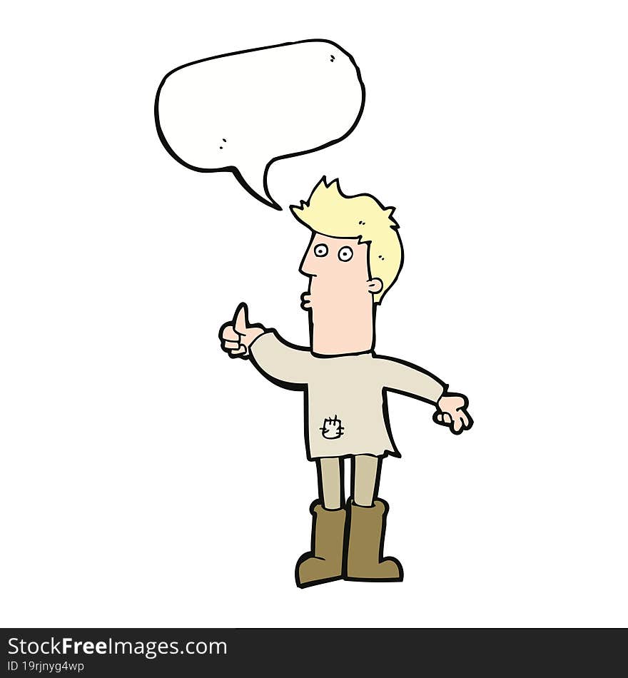 Cartoon Poor Man With Speech Bubble