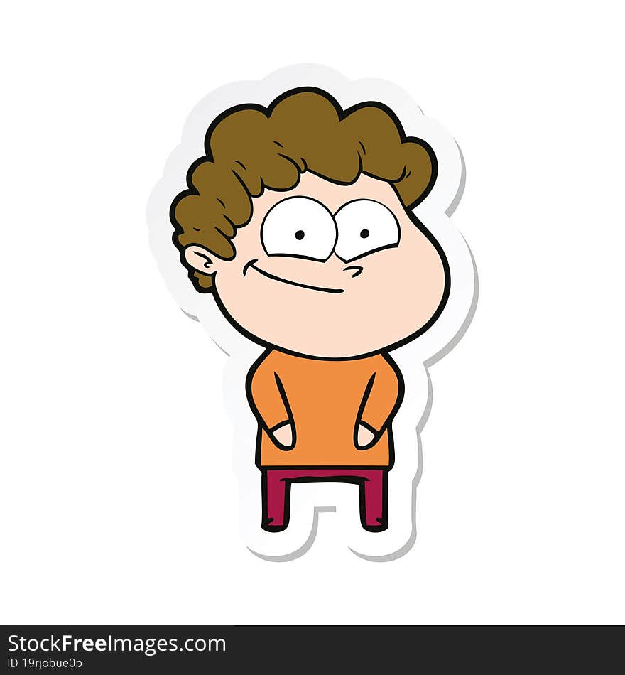 sticker of a cartoon happy man