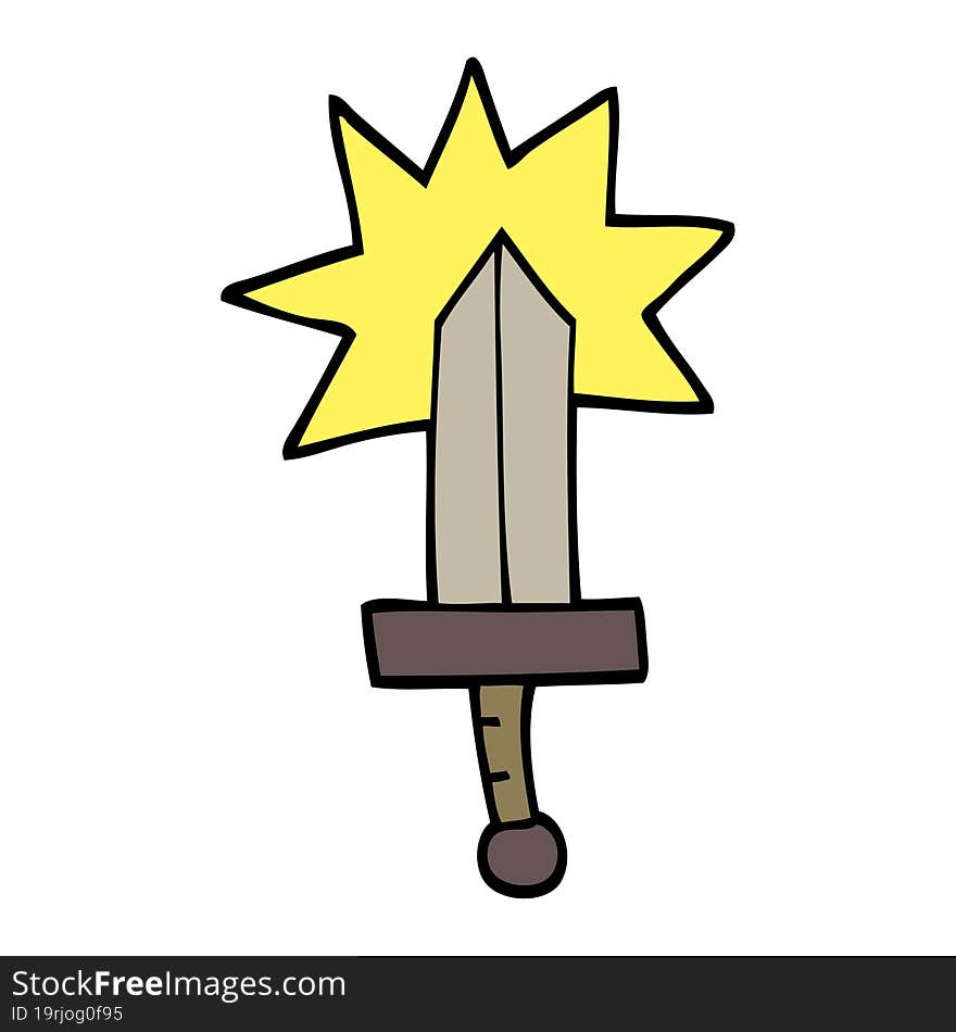 hand drawn doodle style cartoon sword