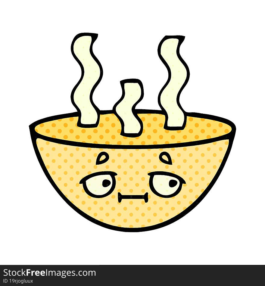 Comic Book Style Cartoon Bowl Of Hot Soup