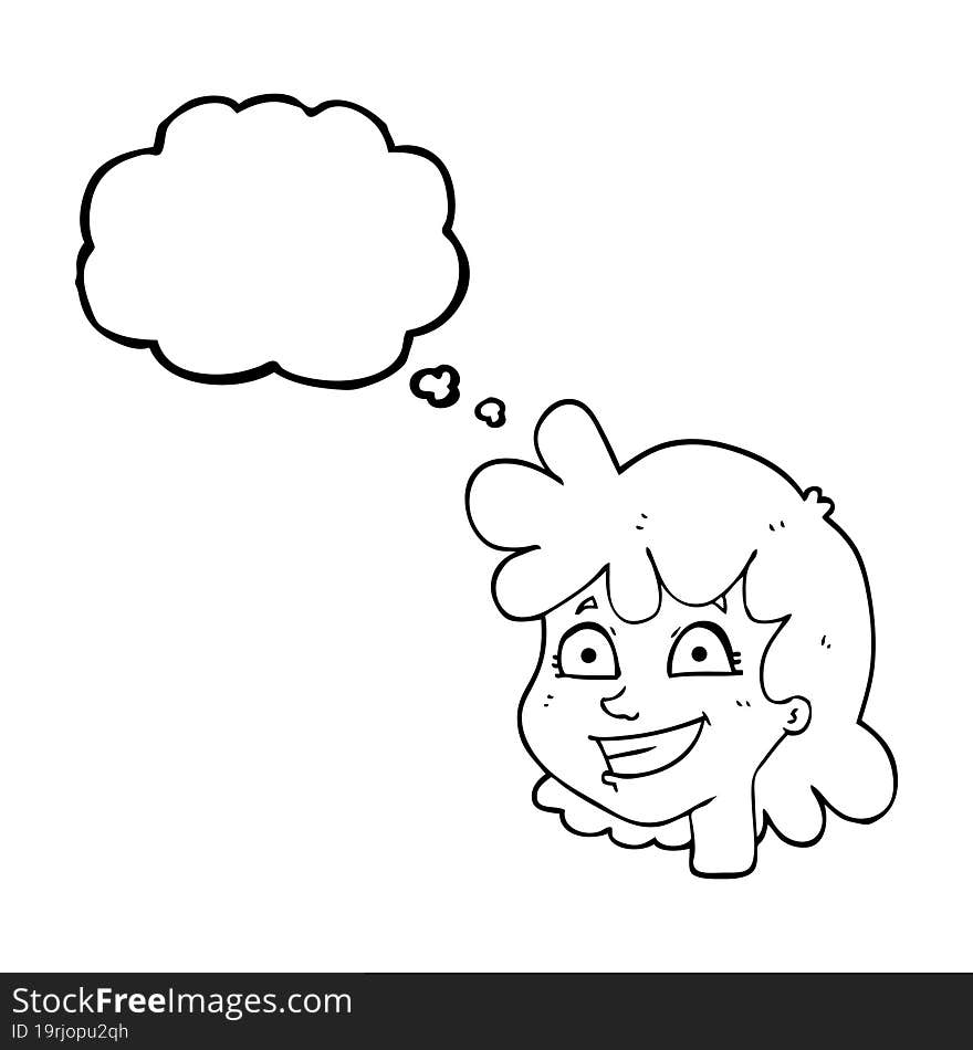 Thought Bubble Cartoon Female Face