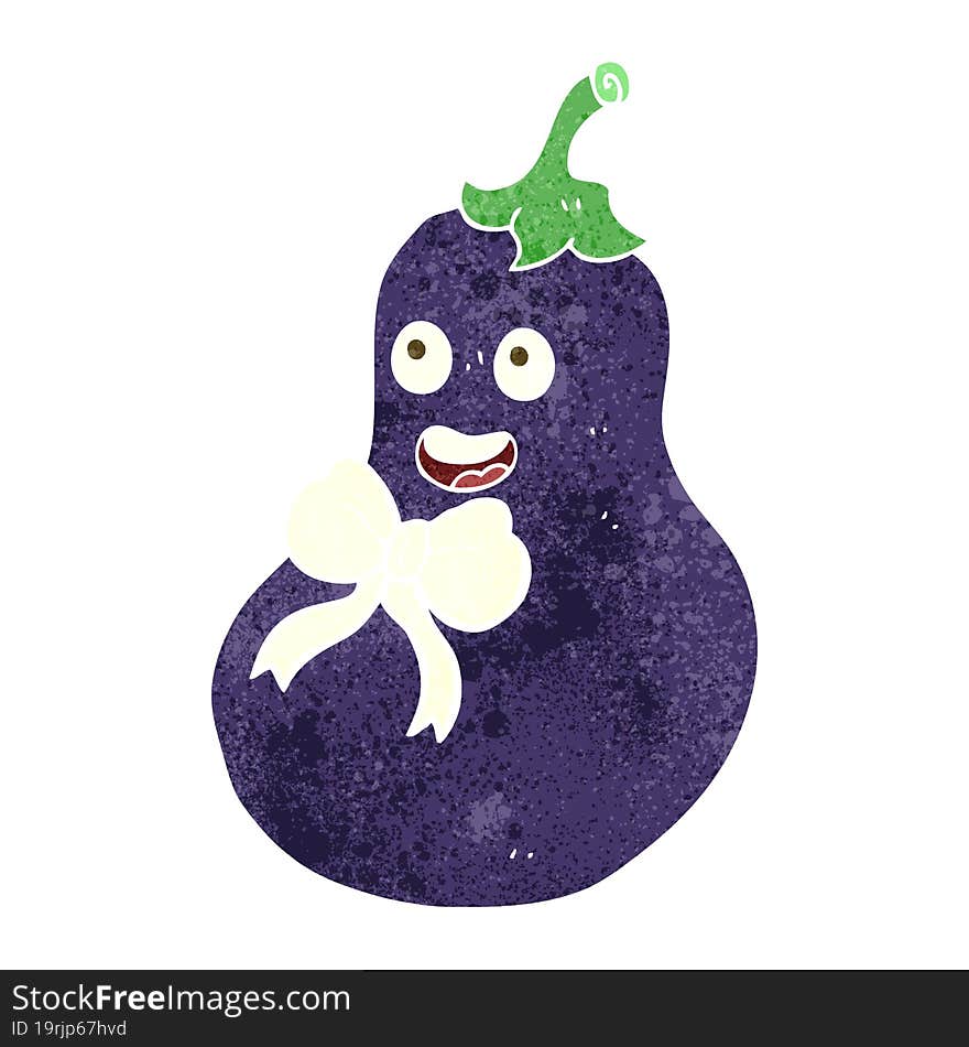 freehand retro cartoon eggplant