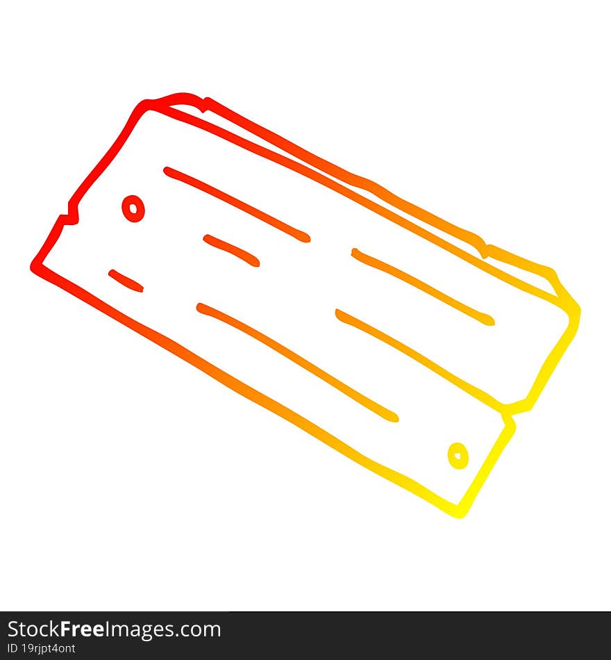 Warm Gradient Line Drawing Cartoon Plank Of Wood