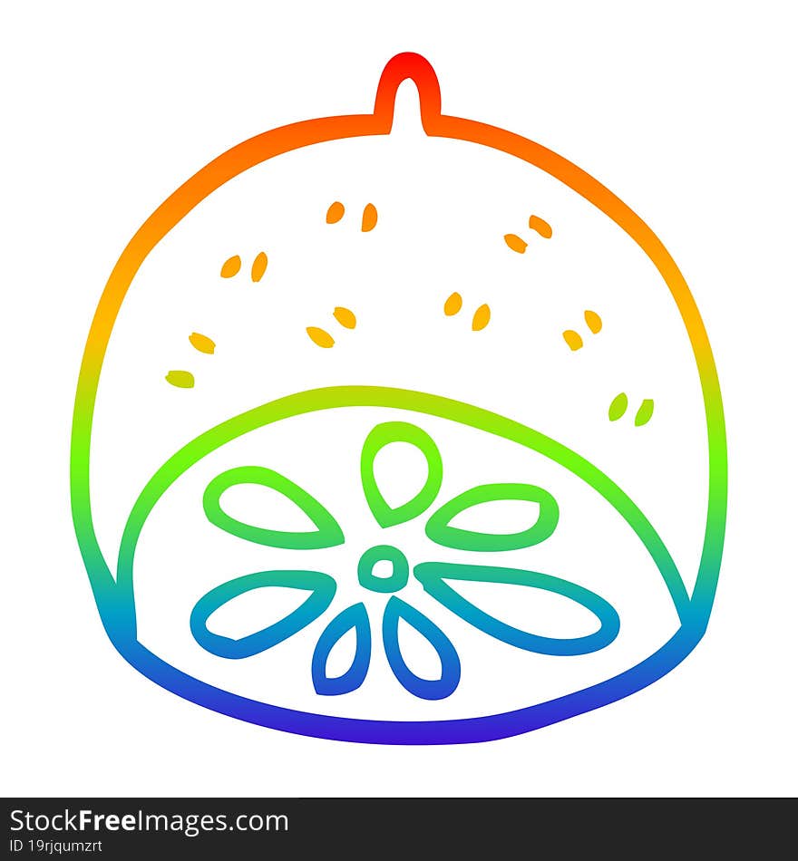 rainbow gradient line drawing cartoon lime fruit