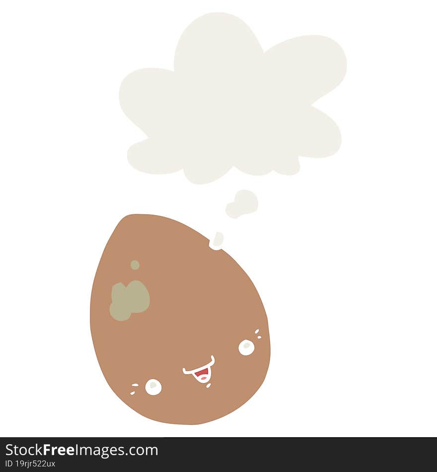 cartoon egg with thought bubble in retro style