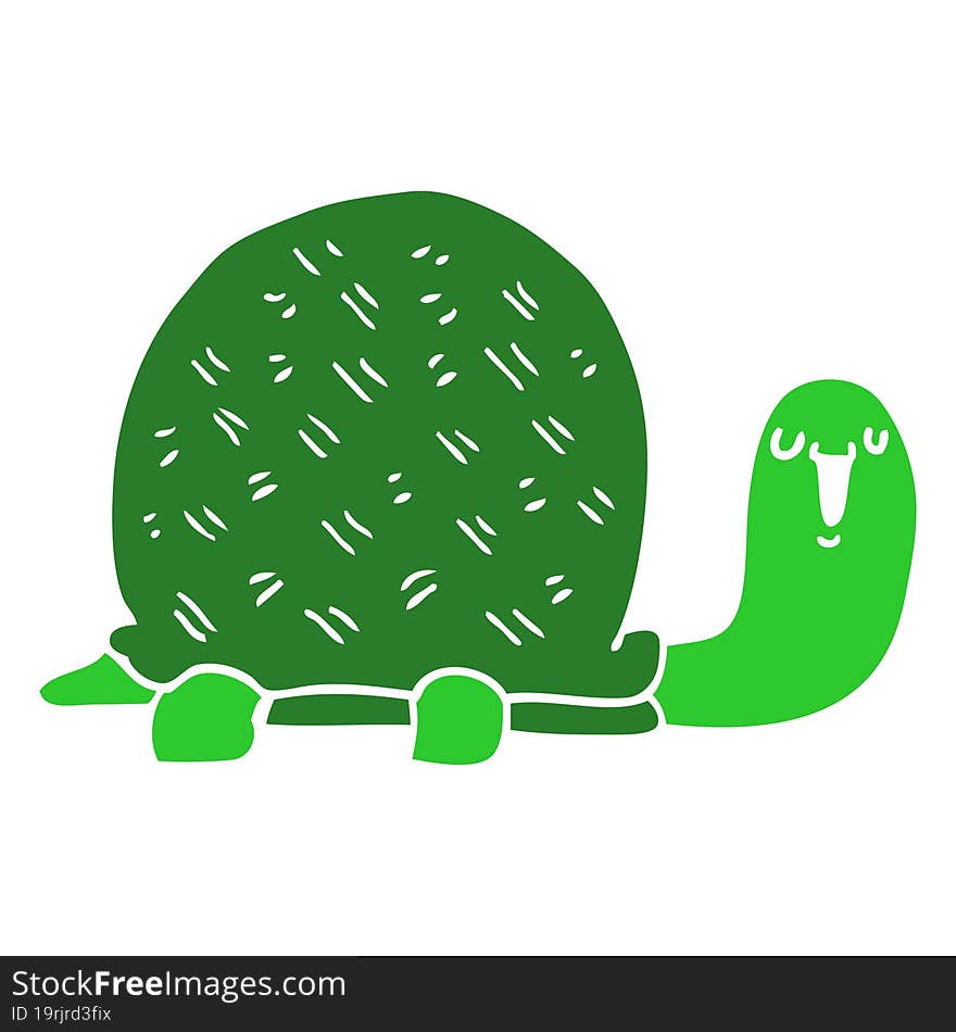 Cute Flat Color Style Cartoon Turtle