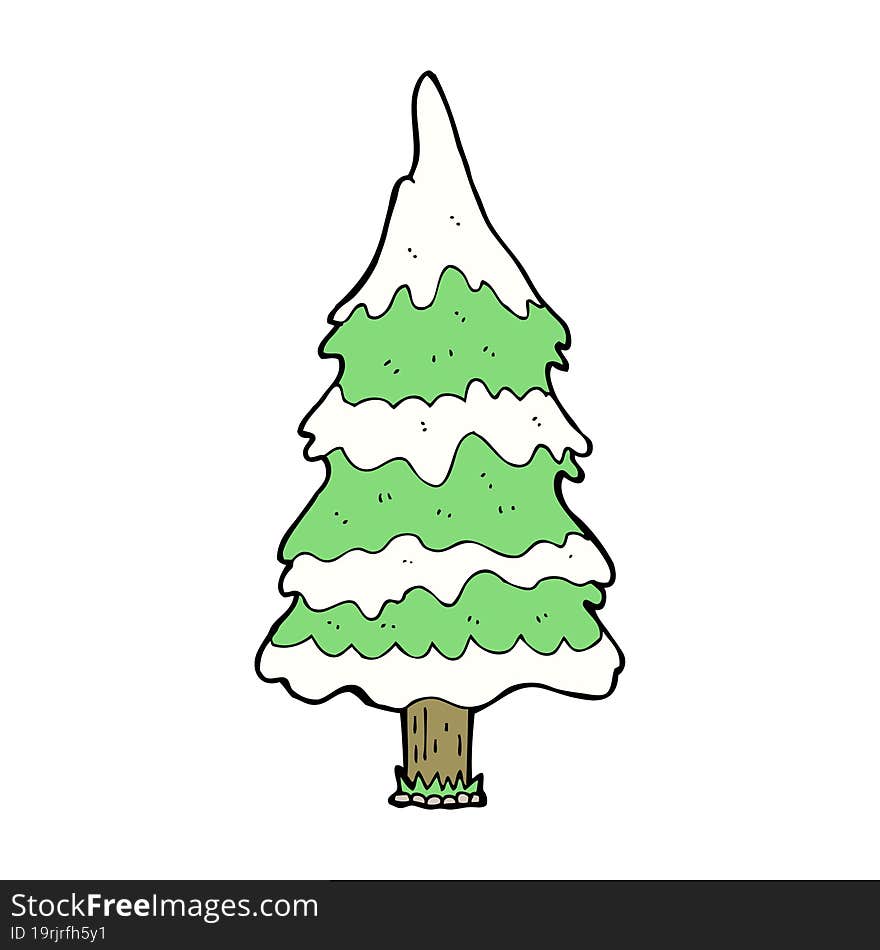 cartoon snowy tree