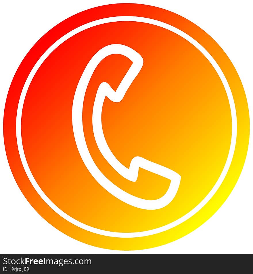 telephone handset circular in hot gradient spectrum