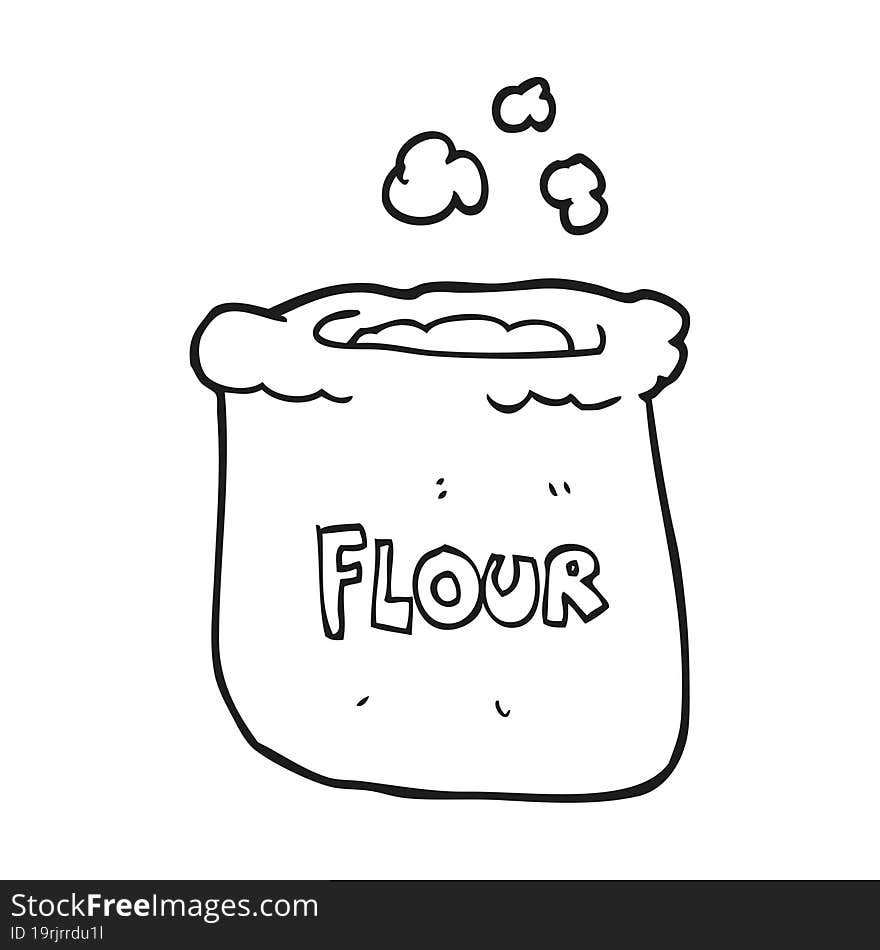 black and white cartoon bag of flour