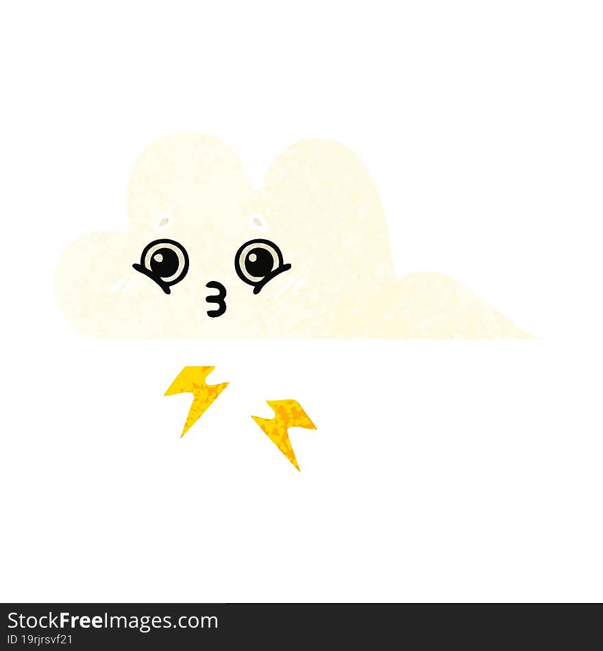 retro illustration style cartoon of a storm cloud