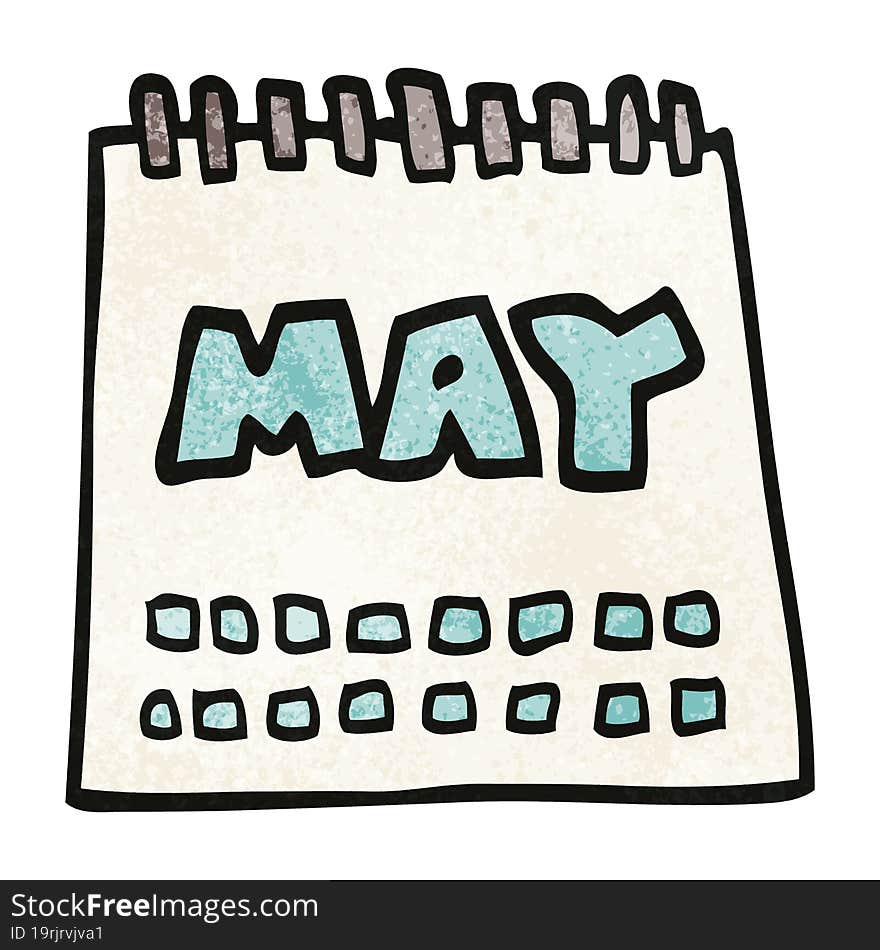 cartoon doodle calendar showing month of may