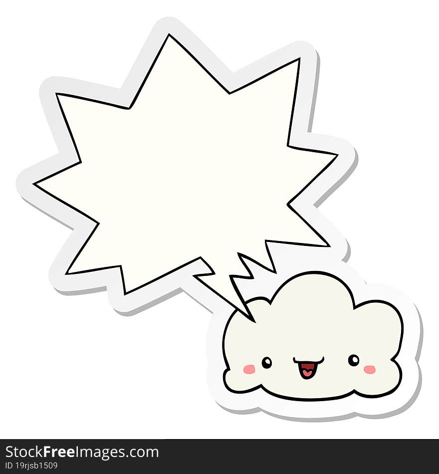 cartoon cloud with speech bubble sticker. cartoon cloud with speech bubble sticker