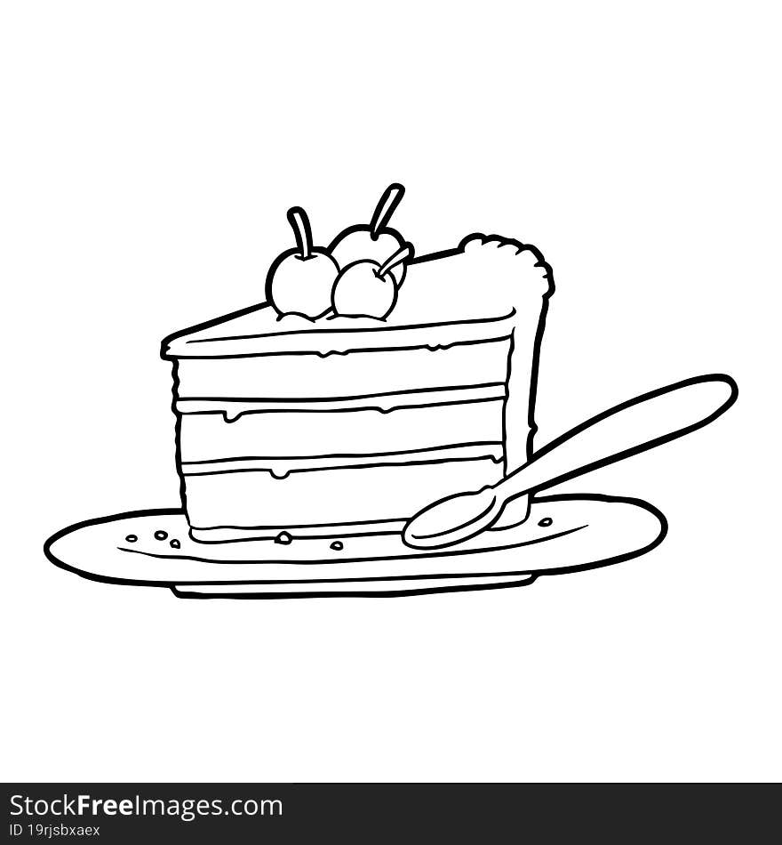 line drawing of a expensive slice of chocolate cake. line drawing of a expensive slice of chocolate cake