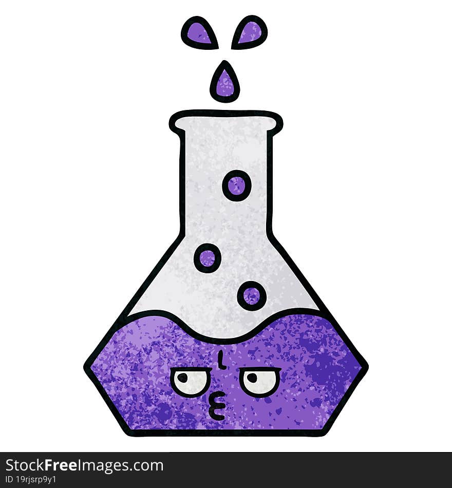 retro grunge texture cartoon of a science beaker