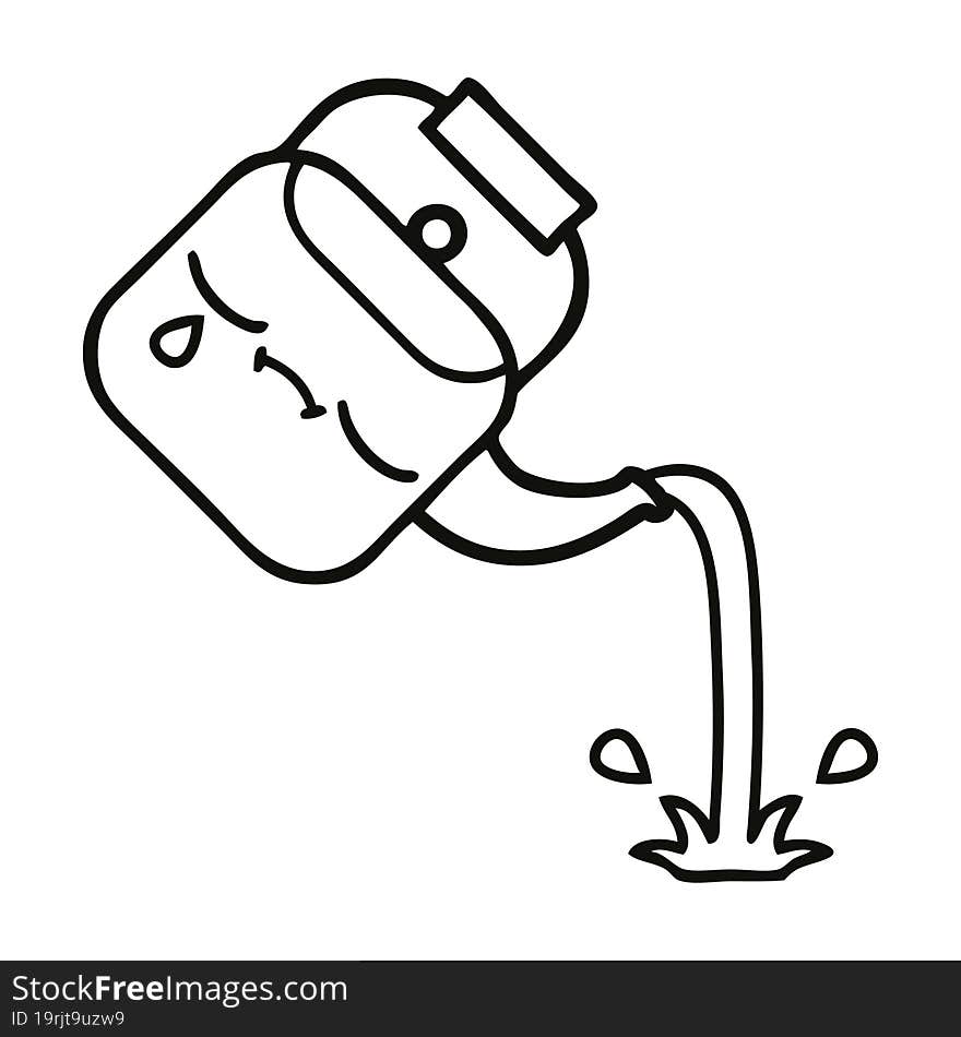 Line Drawing Cartoon Pouring Kettle