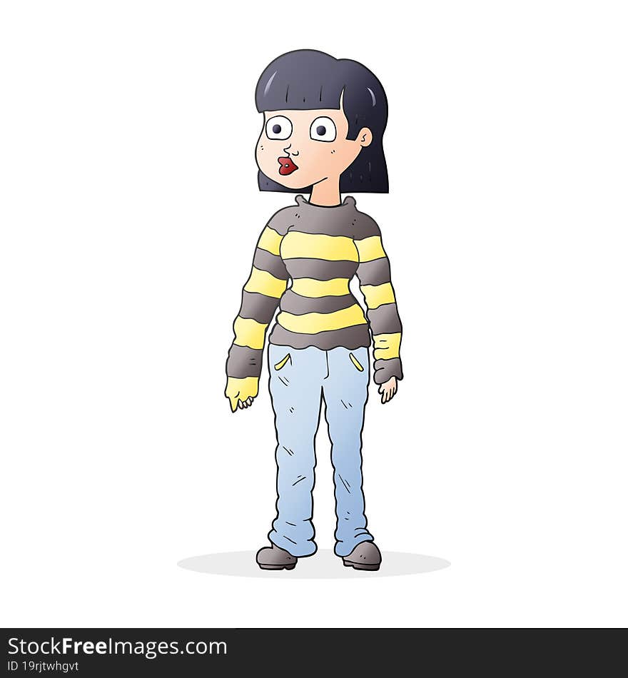 cartoon woman in casual clothes