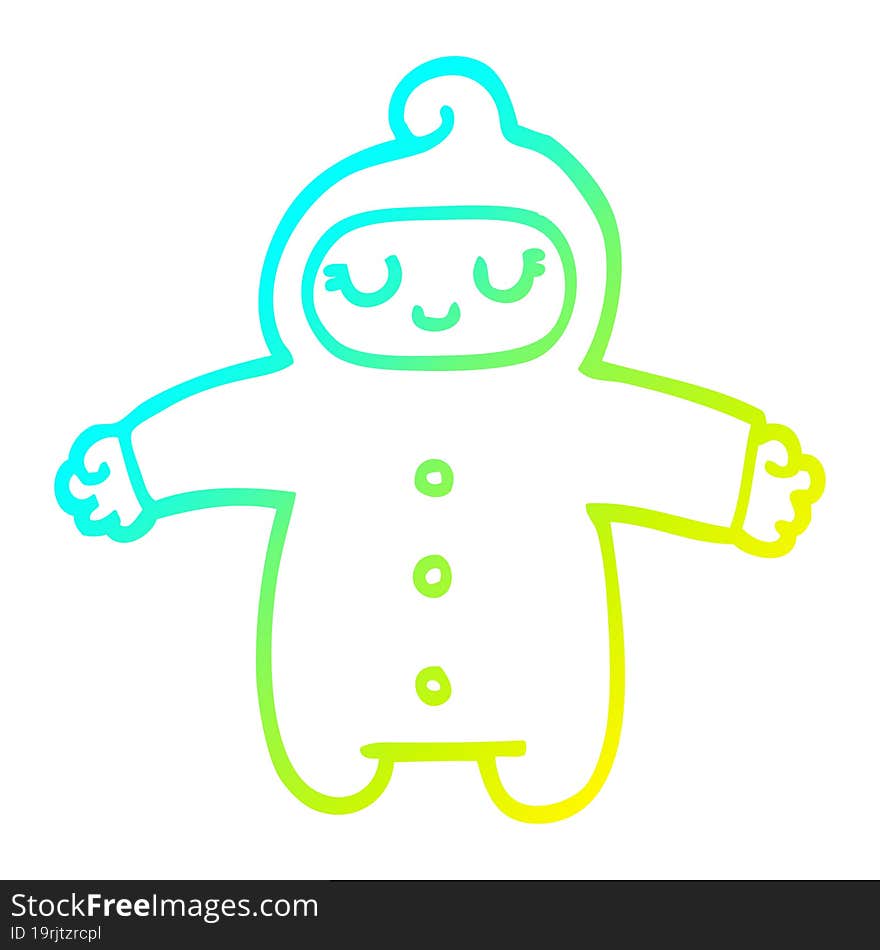 cold gradient line drawing cartoon baby