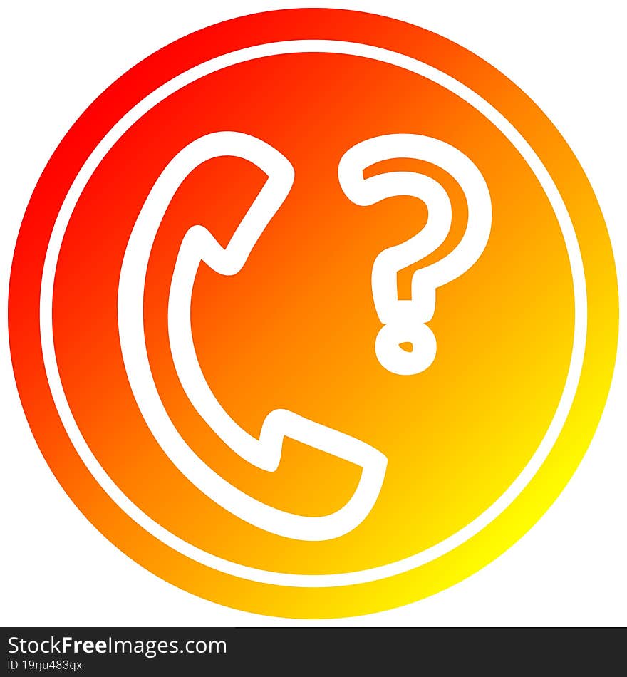 Telephone Handset With Question Mark Circular In Hot Gradient Spectrum