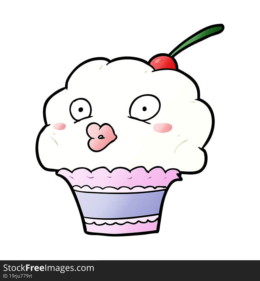 funny cartoon cupcake. funny cartoon cupcake