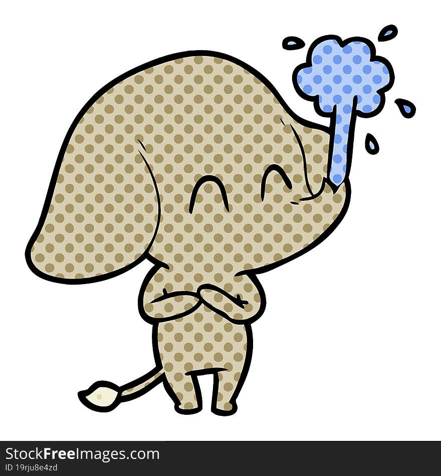 cute cartoon elephant spouting water. cute cartoon elephant spouting water