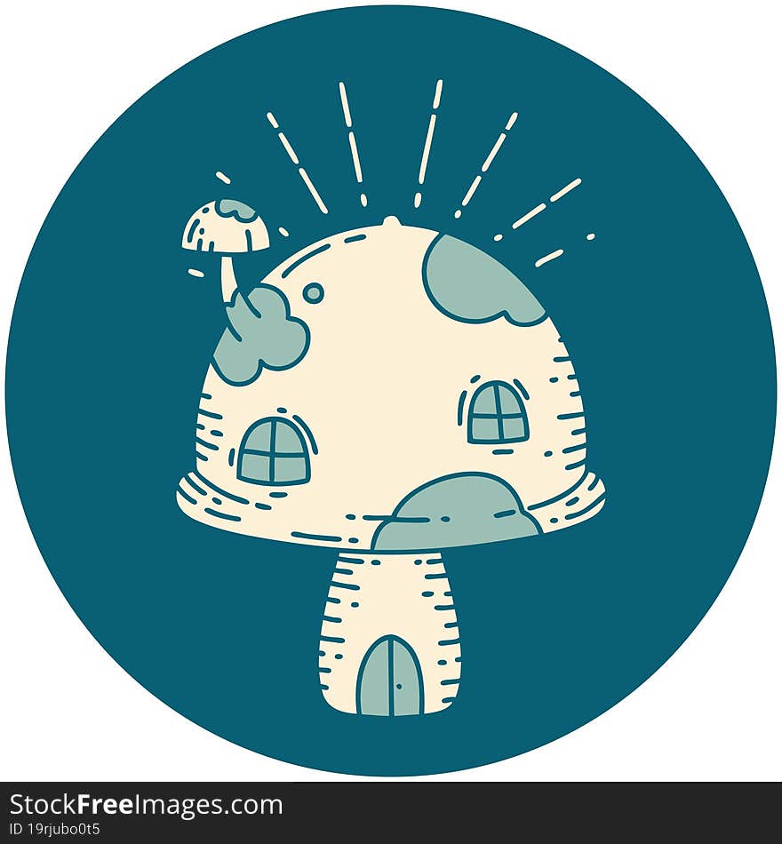 icon of tattoo style toadstool house