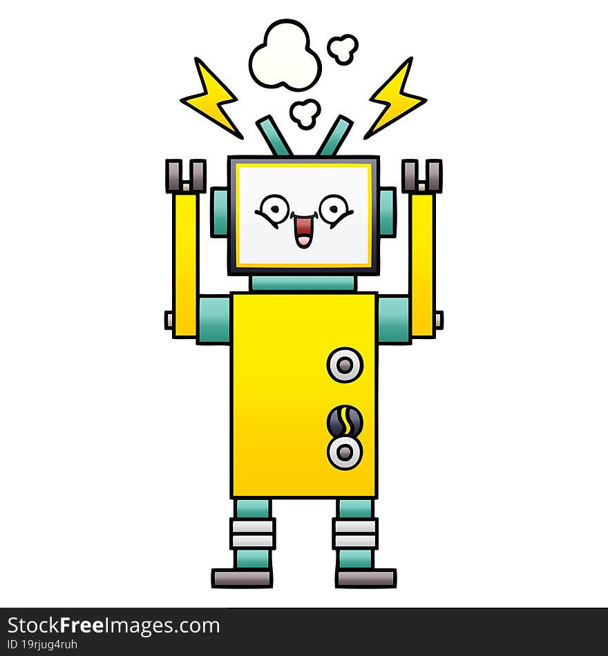 gradient shaded cartoon of a happy robot