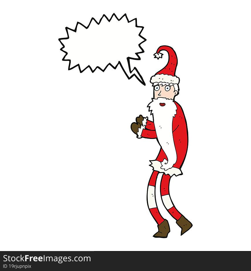 cartoon santa claus with speech bubble