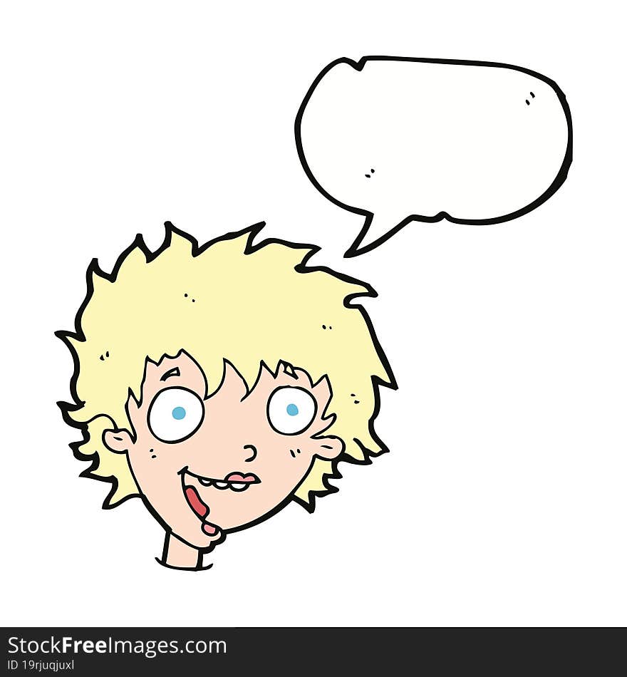 cartoon crazy excited woman with speech bubble