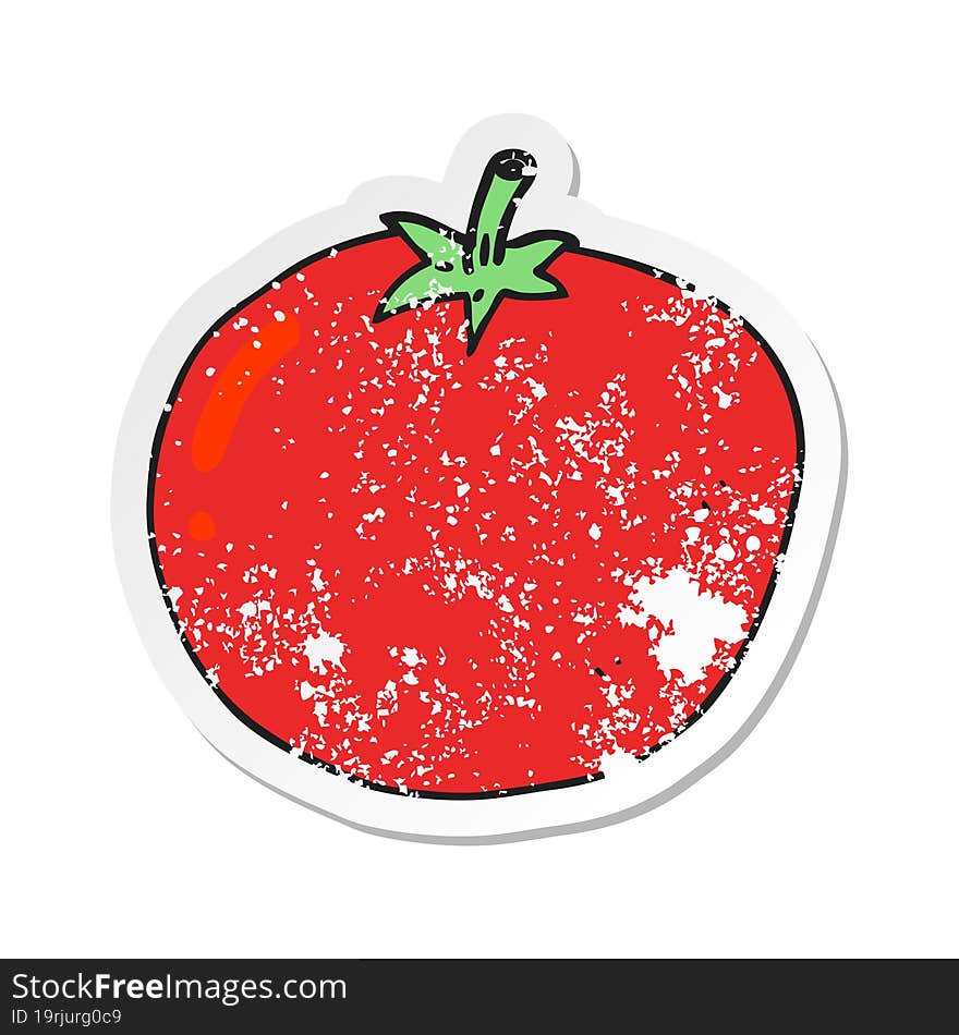 retro distressed sticker of a cartoon tomato