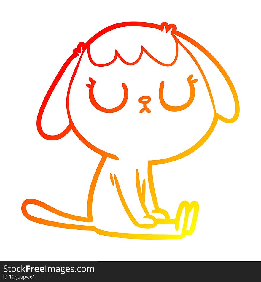 warm gradient line drawing of a cute cartoon dog