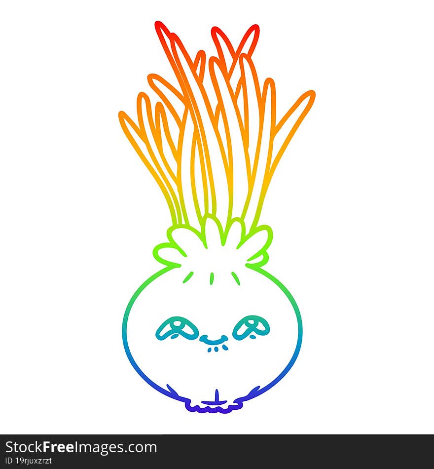 rainbow gradient line drawing cartoon onion