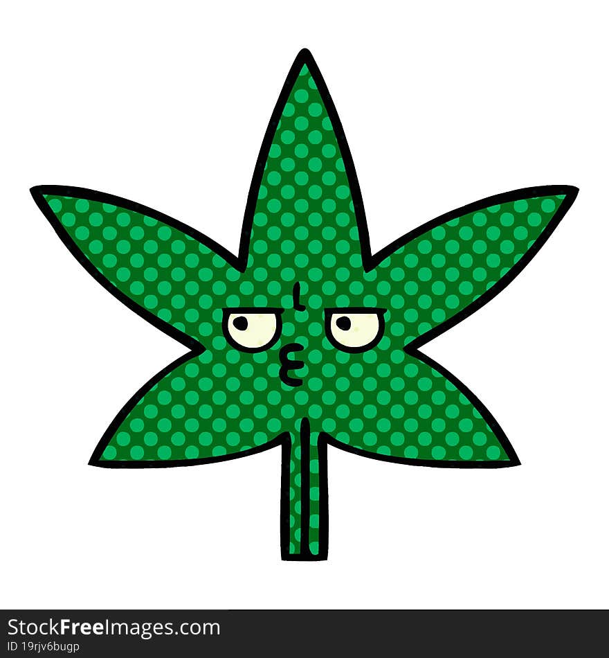 Comic Book Style Cartoon Marijuana Leaf