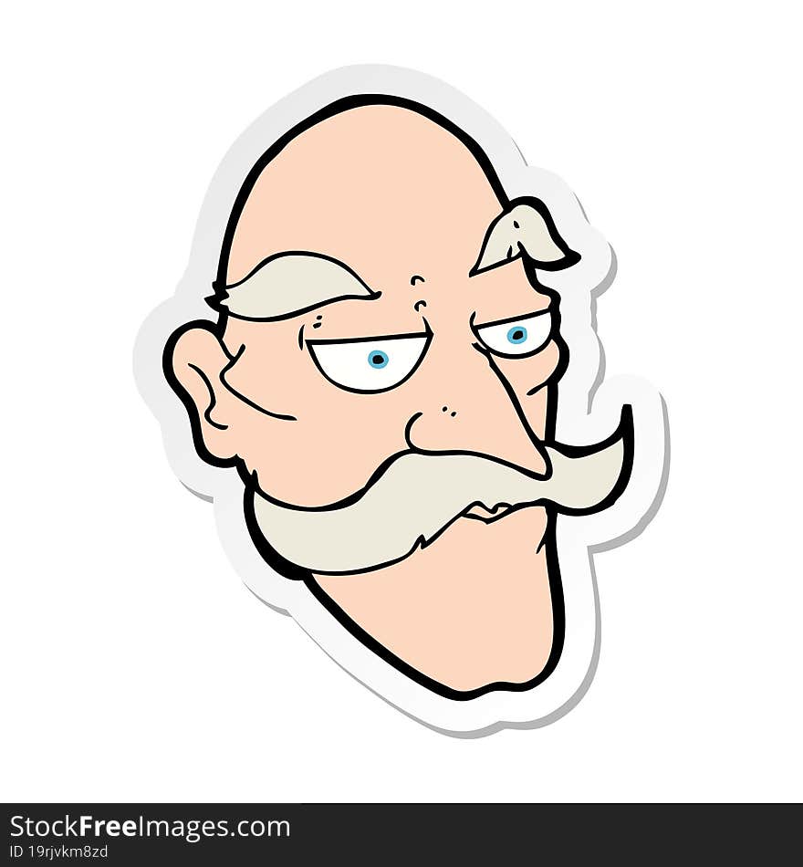 sticker of a cartoon old man face