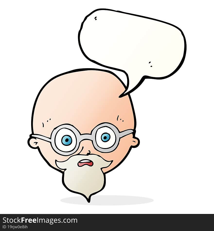 Cartoon Shocked Man With Beard With Speech Bubble