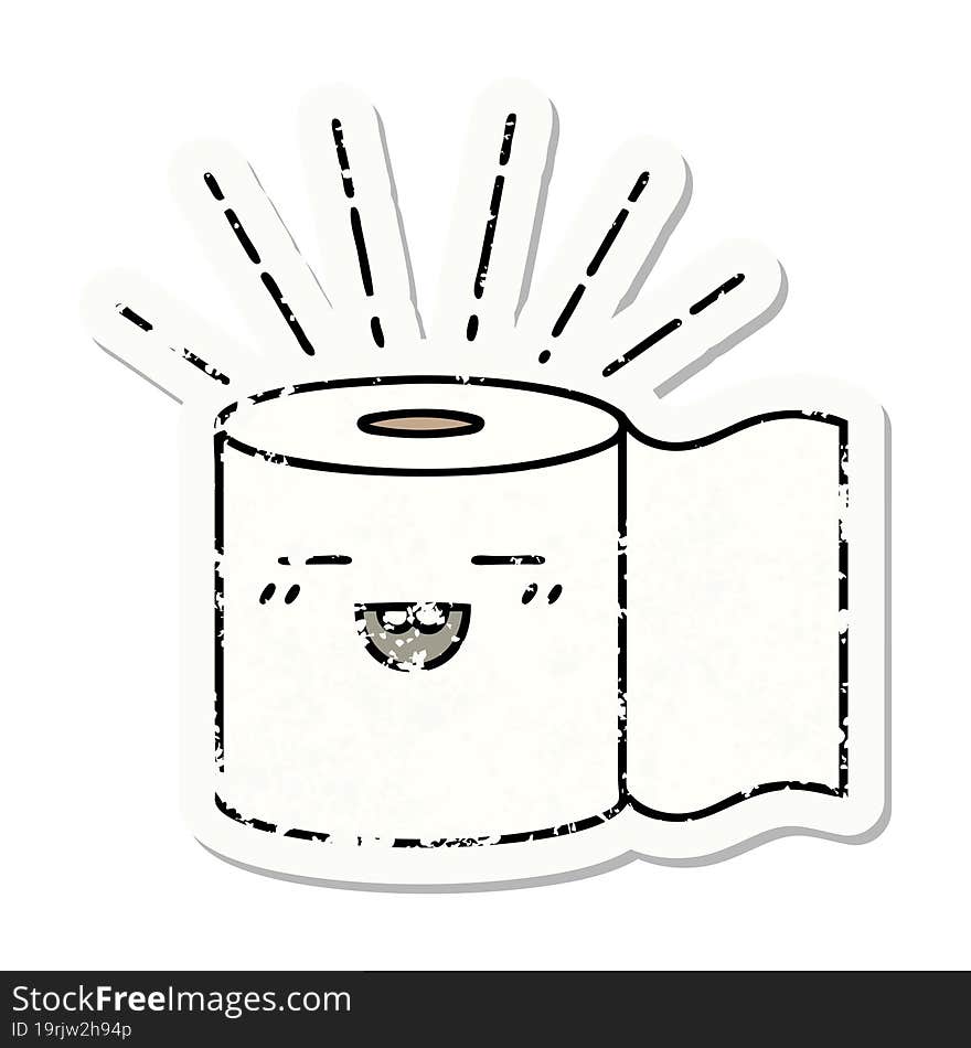 grunge sticker of tattoo style toilet paper character