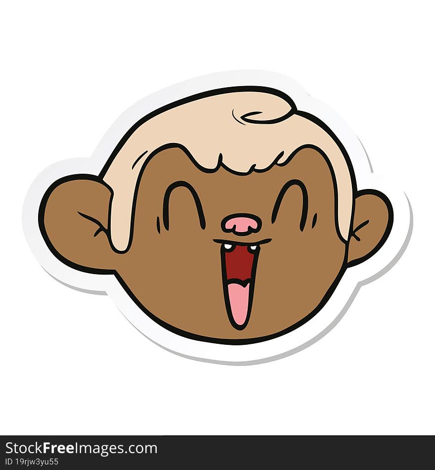 sticker of a cartoon monkey face